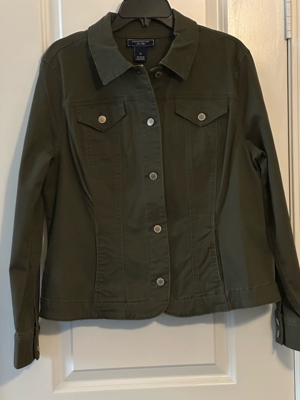 Charter Club Olive Green Button-Front Utility Jacket